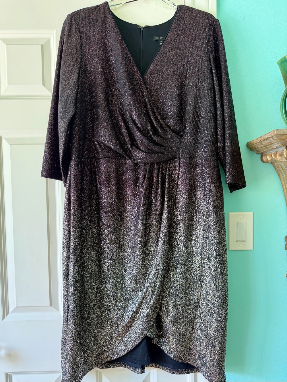 Lane Bryant Metallic Ombre Wrap Dress - Silver to Deep Purple
